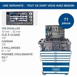 CHARIOT D'ATELIER AVEC 70 OUTILS CAISSE ROULETTES ROULANT SCHEPPACH TW1100 -Scheppach 25268270 5