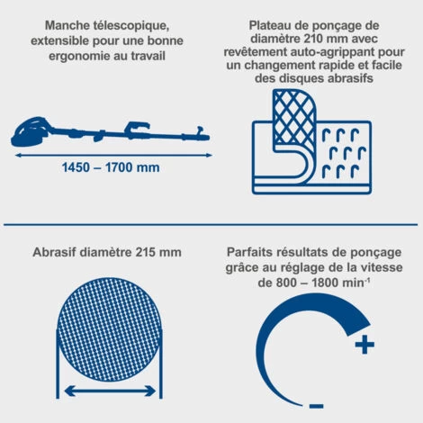 PONCEUSE A PLATRE TELESCOPIQUE MUR ET PLAFOND 710W SCHEPPACH DS920X 7 PONCEUSE A PLATRE TELESCOPIQUE MUR ET PLAFOND 710W SCHEPPACH DS920X – Image 5