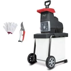 Broyeur De Végétaux électrique Scheppach GS60 2800W 230V, Broie Jusqu'à 45mm D'épaisseur, Capacité Du Bac Intégré 60L, Silencieux, Gants Et Sécateur